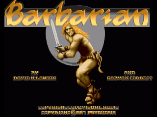 Barbarian title screen for Amiga